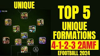 TOP 5 UNIQUE FORMATIONS IN EFootball 2024 Mobile  4123 Formation Efootball 2024 [upl. by Juan]