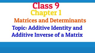 Class 9  Chapter 1  Topic Additive Identity and Additive Inverse of a Matrix  Full Explained [upl. by Thilde229]