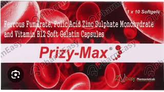 Prizy Max Capsule Ferrous Fumarate Folic Acid Zinc Sulphate [upl. by Haff]