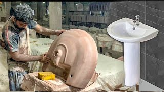 Ceramic Washbasin Mass Production in a Factory  How Wash Basin are Made in Mega Factory [upl. by Crary]