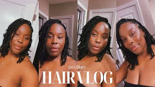 JAYS DIARY  HAIR VLOG Installing Mini Twists Xpression Twisted Up Spring Twists ♡ [upl. by Reahard]