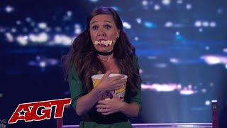 Spain Ventriliquist Celia Muñoz WOWS the Judges With Olivia NewtonJohn Tribute on AGT LIVE [upl. by Aneleiram]