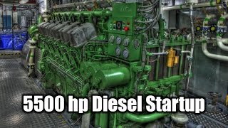 ABC Diesel Engine Startup Tugboat 5500 Horsepower [upl. by Gonta]