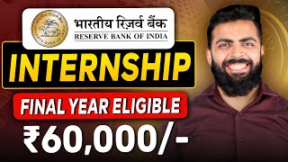 RBI Summer INTERNSHIP 2025 🔥  Reserve Bank of India Vacancies for Fresher Graduates amp Post Graduate [upl. by Cosme]