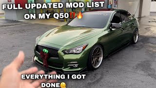 UPDATED FULL MOD LIST ON MY Q50‼️🔥  EVERYTHING I GOT DONE🏎️ [upl. by Karia]