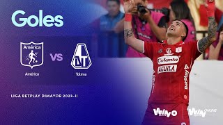 América vs Tolima goles  Liga BetPlay Dimayor 20232  Fecha 1 [upl. by Oaoj]