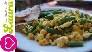 Desayuno Saludable HUEVO CON EJOTES ♥ Scramble Eggs with green beans [upl. by Labanna348]