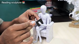 How to Make a Book Reading Sculpture  Newspaper Craft  DIY Paper Art [upl. by Doreen]