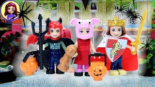 Halloween Lego House Decorating and Costumes for Sophie amp Henry w Triplets  Dress Up Silly Play [upl. by Kelbee655]