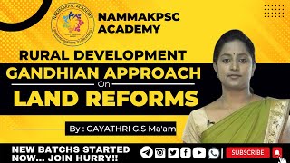 Gandhian Approach On Land Reforms  By Gayathri GS Maam  Rural Development [upl. by Mir244]