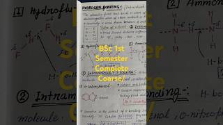 👍 Hydrogen Bonding  Types and Examples 🧪 Bsc 1st semester Chemistry 6 🌡️ [upl. by Hsepid]