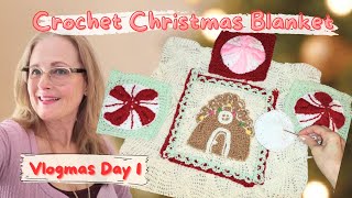 Crochet Gingerbread Blanket Project Vlogmas Day 1 [upl. by Nileve223]