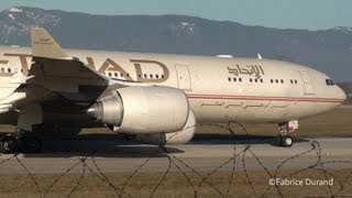 Etihad Airways A340500 take off rwy23 at Geneva Cointrin GVALSGG [upl. by Kasey]