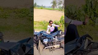 Bike চালাতে গিয়ে পড়ে গেলাম😢 youtubeshorts viralvideo village bike ￼ride [upl. by Elletsirhc]