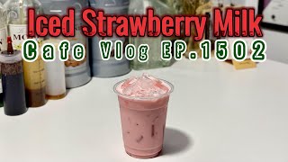 Cafe Vlog EP1502  Iced Strawberry Milk  Strawberry Drinks  Drink Recipe [upl. by Esilahc350]