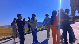 Friendship monument in Gudauri ski 🎿 resort in Georgia 🗺travelnature tbilisi music [upl. by Egon646]