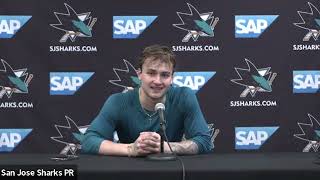 Thomas Bordeleau after winning goal Sharks DEFEAT Vegas in shootout [upl. by Etam]