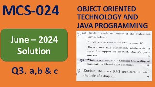 Q3 abc Java MCS024  June  2024 Question Paper Solution  java classpath RMI architecture [upl. by Akehsal]