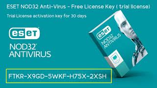 ESET NOD32 ANTIVIRUS Free Trial License activation key for 30 days  August 30 2023 [upl. by Aneertak]