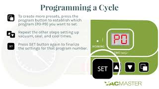 How To Set Up Programmed Cycles on Vacmaster Chamber Vacuum Sealers [upl. by Latsryk406]