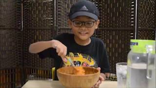 KID DOES SPICY NOODLE CHALLENGE W BLOOPERS [upl. by Johm]