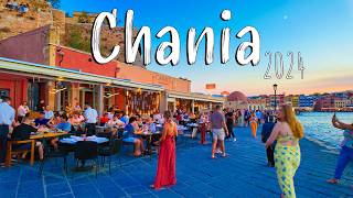 Chania Crete walking tour 4k Greece Chania 2024 [upl. by Ardnikal]