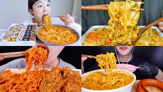 ASMR Best Creamy Spicy Noodles Mukbang No Talking Eating Compilation [upl. by Farrar]