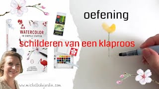 Aquarel oefening het schilderen van een klaproos uit Watercolor in simpele stappen [upl. by Torres]