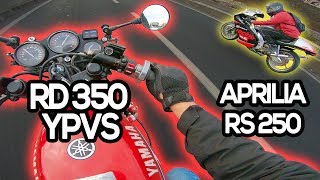 YAMAHA RD350 Vs APRILIA RS250  MASSIVE 2Stroke sound [upl. by Yared]