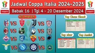 Jadwal Coppa Italia Malam Ini  BOLOGNA vs MONZA  MILAN vs SASSUOLO  Babak 16  COPPA ITALIA 2024 [upl. by Akisey165]