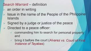 Warrant for Search and Seizure  Rule 126 [upl. by Poock]