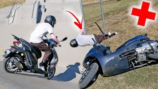 INSANE MOPED CRASH IN SKATEPARK GONE WRONG [upl. by Urbain]