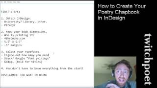 How To Create Your Poetry Chapbook in InDesign  PT 1 [upl. by Leilah714]