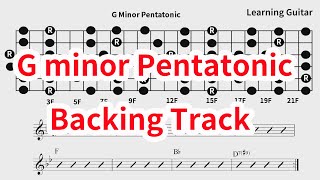 G minor Pentatonic Backing Track  funky 16th beat KNOW YOUR FINGERBOARD [upl. by Amalberga]