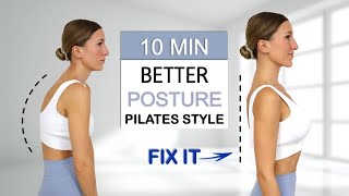 10 Min Fix Your Posture  Pilates Style  Daily Routine  Stretch amp Strengthen Your Back  No Repeat [upl. by Allehc]