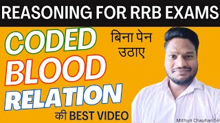 Coded Blood Relation Trick Exams Coded Blood Relation बिना पेन उठाए  Blood Relation for RRB NTPC [upl. by Fita]