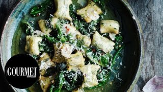 Gnudi with wilted bitter greens  Gourmet Traveller [upl. by Alilak]