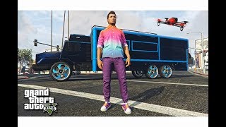 قراند 5  تجربة اكبر شاحنة تجسس و طائرة بدون طيار درون  Gta v [upl. by Novets]