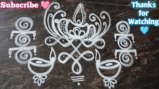 Simple Diya rangoli design  easy kolam designs 171 by amma muggulu video viralvideo diyayt [upl. by Kabob578]