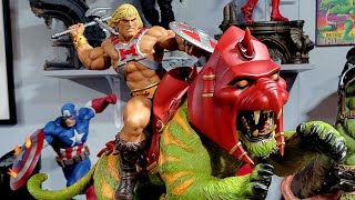 Tweeterhead Heman and Battlecat classic deluxe maquette review [upl. by Eilyr]