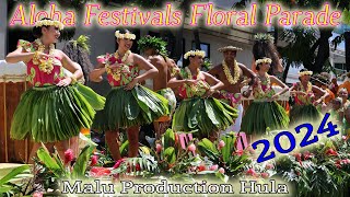 Hula Show by Malu Production  76th Annual Floral Parade 2024 Aloha Festivals  Waikiki Hawaii 4K [upl. by Nnylannej]