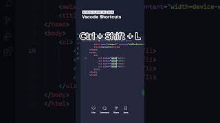 Vscode Shortcuts css coding vscode Website frontenddeveloper [upl. by Pris]