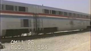 Santa Fe Freight and Amtrak Trains in Buena Park  Aug 1994 [upl. by Enyad]