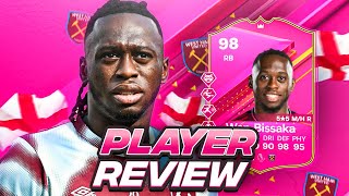 5⭐5⭐ 98 PREMIUM FUTTIES WANBISSAKA SBC PLAYER REVIEW  FC 24 Ultimate Team [upl. by Stets]