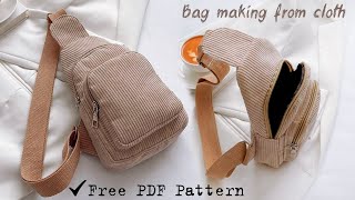 DIY Sling Backpack Sewing from Cloth 🙌 Bag Making at Home [upl. by Anairam]