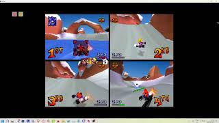 CTR 4player SplitScreen Online MP with Commentary in Finnish playing thru all Maps of the game [upl. by Akimik]