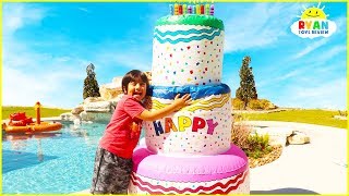 Ryan Pretend Play Giant Happy Birthday Cakes Toys [upl. by Stanislaus]