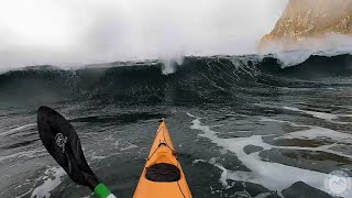 Ducking Very BIG Waves With Kayak Turtle Rolls [upl. by Airot]