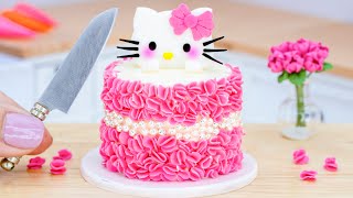 Satisfying Miniature Hello Kitty Cake Decorating  Best Strawberry Cake Recipe By Mini Tasty [upl. by Nosiddam]