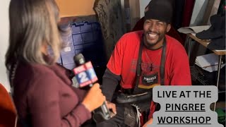 Detroitmade Sneakers amp Boots Watch an Air Force Veteran and Coowner Make them Live on the News [upl. by Nabroc]